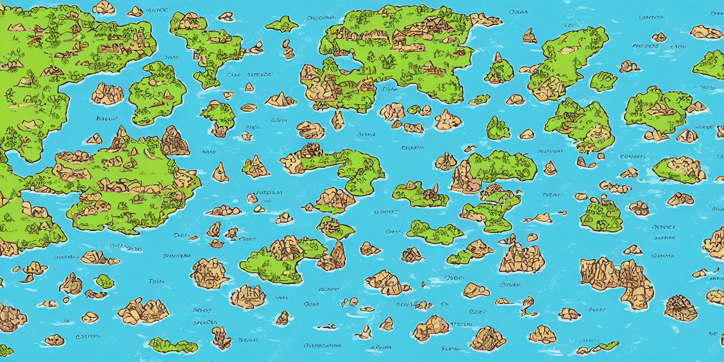 a rpg map with regions in separated colors surrounded