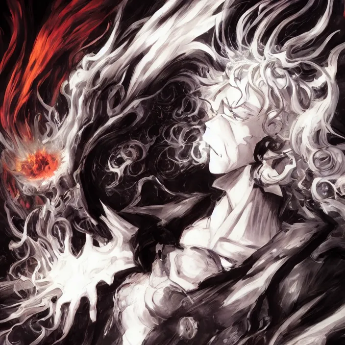 Prompt: The Portrait of The Dark Flames of Vengeance Edmond Dantes, Anime Fantasy Illustration by Tomoyuki Yamasaki, Kyoto Studio, Madhouse, Ufotable, trending on artstation