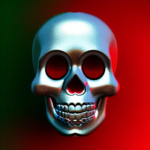 Image similar to “sugar skull In chrome, 3D, maya, studio lighting”