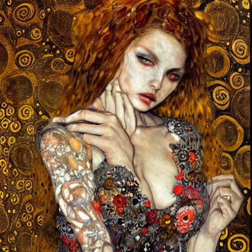 Image similar to demon, intricate detail, klimt, royo, whealan,