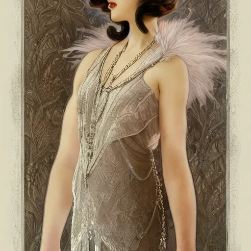 Prompt: full figure ultra realistic illustration, aaron paul wearing a 1 9 2 0 s flapper dress, 1 9 2 0 s hair, 1 9 2 0 s brooklyn, intricate, elegant, highly detailed, digital painting, artstation, concept art, smooth, sharp focus, illustration, art by artgerm and greg rutkowski and alphonse mucha