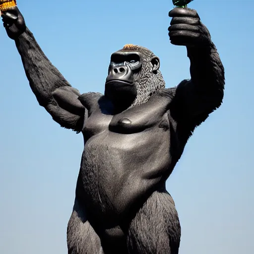 Prompt: Statue of Gorilla looking like Statue of Liberty.