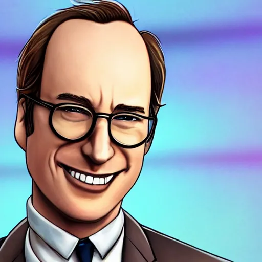 Image similar to bob odenkirk, smiling, holding a birthday cake, anime art, trending on artstation