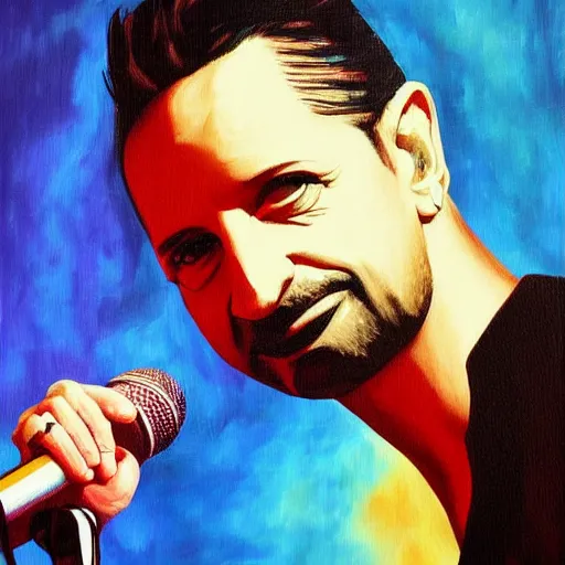 Image similar to Dave Gahan from depeche mode, painting