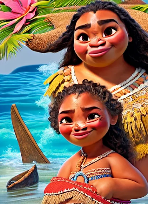 Moana & Maui (live action) - AI Photo Generator - starryai