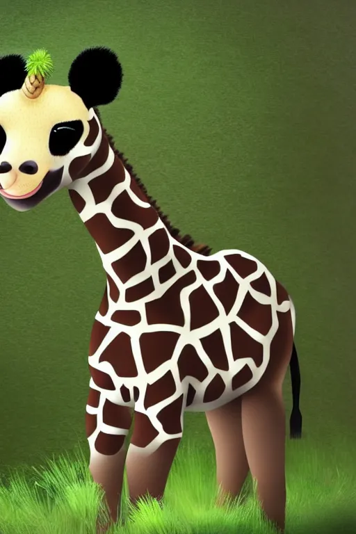 Image similar to a giraffe mixed with a panda, hybrid animal, photorealistic