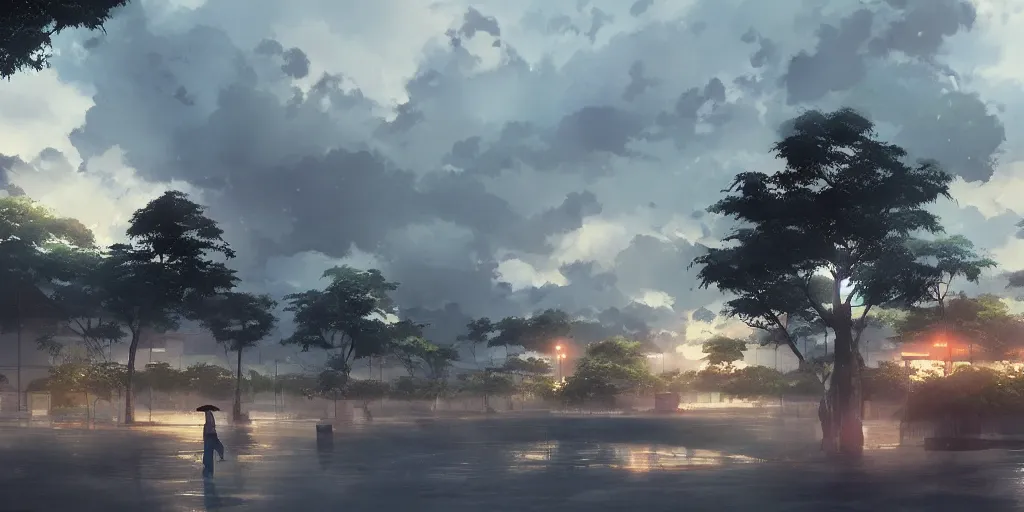 Prompt: a matte of sukhothai city landscape in the cloudy day, japanese anime, volumetric lighting, art by makoto shinkai