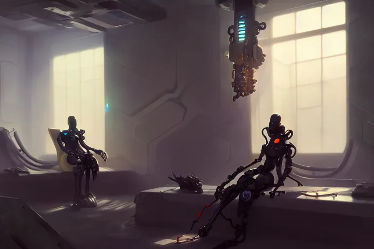 Image similar to a robot torturing to a female on a futuristic room, extremely detailed digital painting, in the style of fenghua zhong and ruan jia and jeremy lipking and peter mohrbacher, mystical colors, rim light, beautiful lighting, 8 k, stunning scene, raytracing, octane, trending on artstation