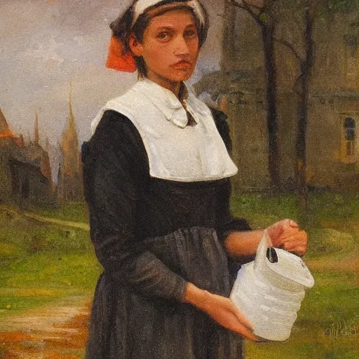 Prompt: portrait of a milk maid after a storm by jozsef borsos