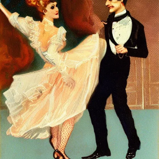 Prompt: victorian ballroom dance disco fox