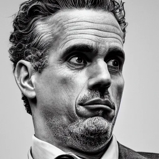 Image similar to Detailed portrait of Jordan Peterson, gay, 8k, realistic, 50mm photograph