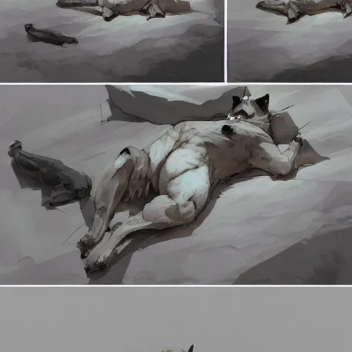Prompt: 3d scene of a sleeping dog, Greg Rutkowski and Yoji Shinkawa