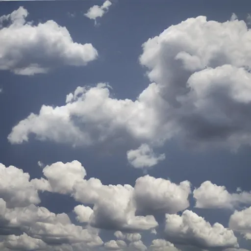 Image similar to the clouds in the sky take the shape of a woman face made of puffy clouds storm photoreal octane grey