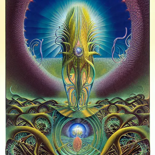 Image similar to divine chaos engine by roger dean and andrew ferez and daniel merriam, symbolist, visionary, art forms of nature by ernst haeckel