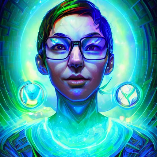 Image similar to skill magic geek inside matrix deepdream radiating a glowing aura stuff loot legends stylized digital illustration video game icon artstation lois van baarle, ilya kuvshinov, rossdraws,