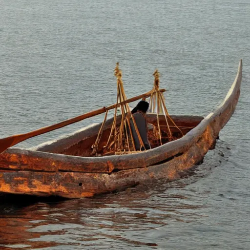 Image similar to early byzantine pentekonter ship, primitive, single rowing deck