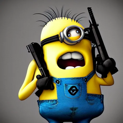 Image similar to Minion holds AK-47