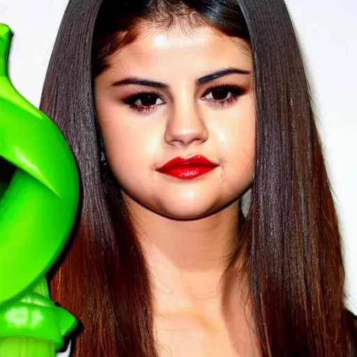 Prompt: selena gomez in a celery costum