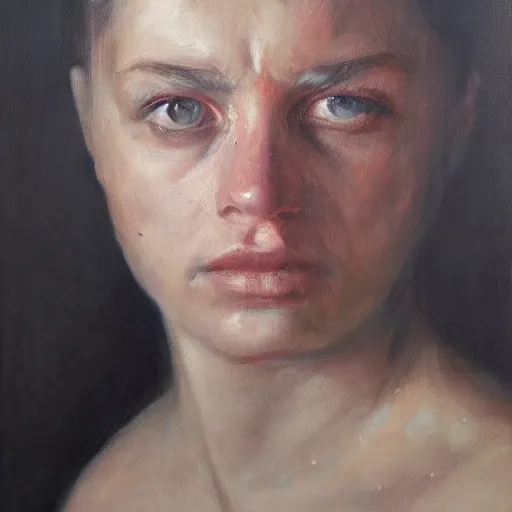 Image similar to a portrait of a head deteriorating, oil painting, pale colors, high detail, 8 k, wide angle, trending on artstation,