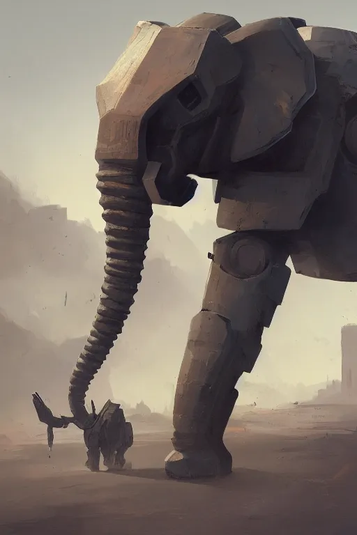 Image similar to robot war elephant in the style of Greg rutkowski