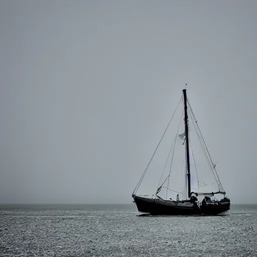 Image similar to a sailing boat in stormy weather