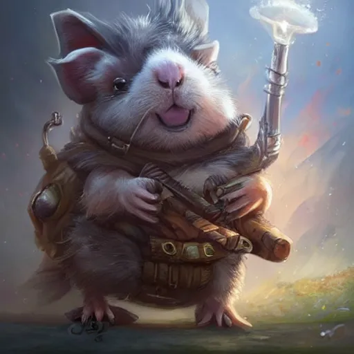 Image similar to cute little anthropomorphic Guinea Pig Battlefield I cover art, ultra wide lens shot , tiny, small, short, cute and adorable, pretty, beautiful, DnD character art portrait, matte fantasy painting, DeviantArt Artstation, by Jason Felix by Steve Argyle by Tyler Jacobson by Peter Mohrbacher, cinematic lighting