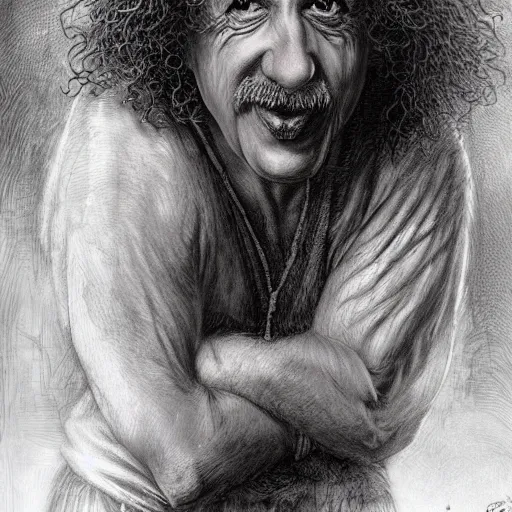 Prompt: Alber Einstein by Luis Royo