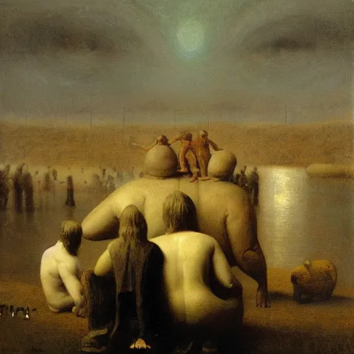 Prompt: the dream of the walrus and the human in oslo, by odd nerdrum, oil on canvas, 1 9 8 3, high resolution