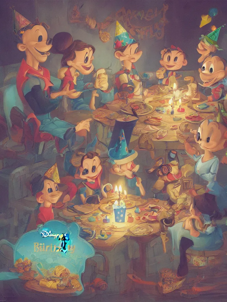 Image similar to birthday by disney concept artists, blunt borders, rule of thirds