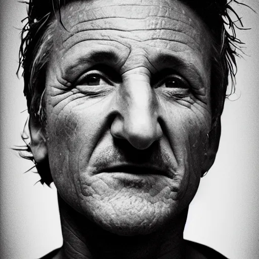 Prompt: a portrait of sean penn with a face like a dried raisin, dslr