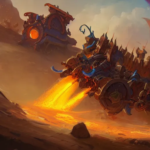 Image similar to a fiery catapult war cart, catapult, yellow battlefield theme, bright art masterpiece artstation. 8 k, sharp high quality artwork in style of jose daniel cabrera pena and greg rutkowski, concept art by tooth wu, blizzard warcraft artwork, hearthstone card game artwork, cart wheels