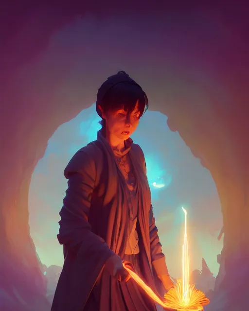 Image similar to highly detailed vfx portrait of a mage casting a time spell, unreal engine, greg rutkowski, loish, rhads, beeple, makoto shinkai and lois van baarle, ilya kuvshinov, rossdraws, tom bagshaw, alphonse mucha, global illumination, detailed and intricate environment