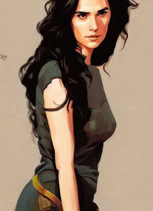 Image similar to detailed artwork by phil noto ; stylized painting of young jennifer connelly ; gal gadot ; brush texture ; asymmetric composition ; trending on artstation ; gallery painting by phil noto, comic style