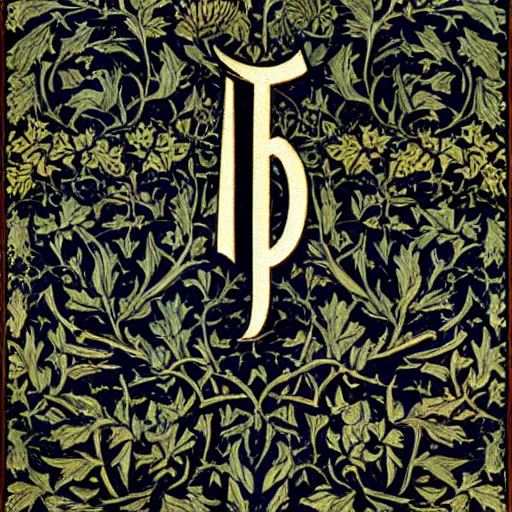 Prompt: illuminated number 1, typography by william morris