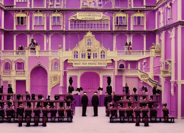 Prompt: a film still of a funeral in the grand budapest hotel ( 2 0 1 4 )