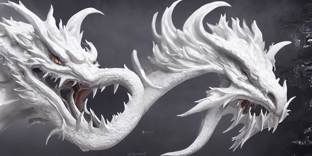 Prompt: a white chinese dragon, 4 k, matte paint, sharp detail, artstation