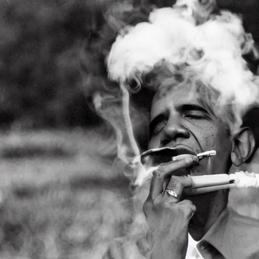 Prompt: obama smoking a blunt at woodstock