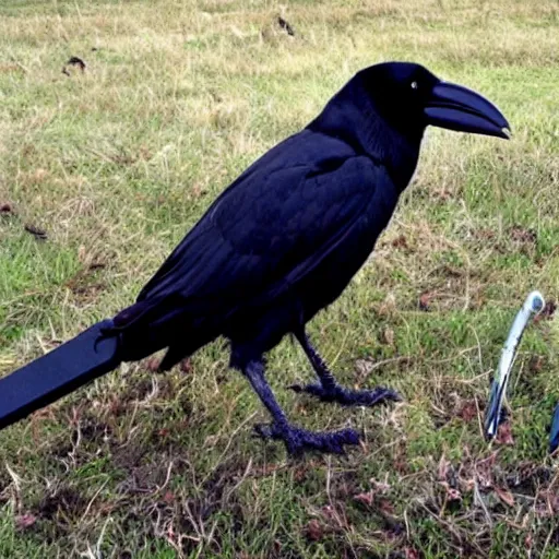 Prompt: a crowbar made out of crows