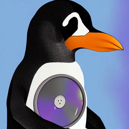 Image similar to A penguin Dj, highly detailed, digital art, trending on Artstation,