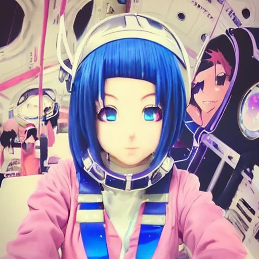 Image similar to instagram selfie of an anime space princess