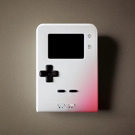 Prompt: dezeen, minimalissimo, artsy, ignant, top down shot of soft light gradient computer blur gameboy sp by jony ive, jonny niesche, kristen cliburn