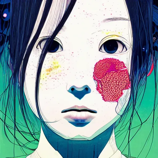Image similar to a portrait of a girl by inio asano, beeple and james jean, hiroyuki takahashi color scheme