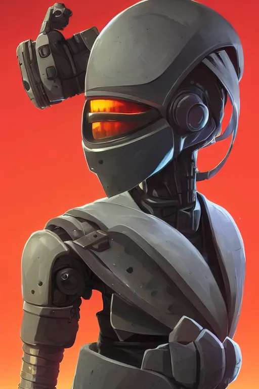 Image similar to epic mask helmet robot ninja portrait stylized as fornite style game design fanart by concept artist gervasio canda, behance hd by jesper ejsing, by rhads, makoto shinkai and lois van baarle, ilya kuvshinov, rossdraws global illumination radiating a glowing aura global illumination ray tracing hdr render in unreal engine 5