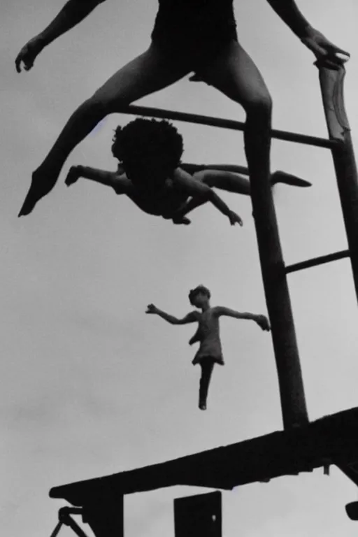 Image similar to close up still shot of young peter pan on a diving board, from the live action movie hook, 3 5 mm, highly detailed, dynamic lighting