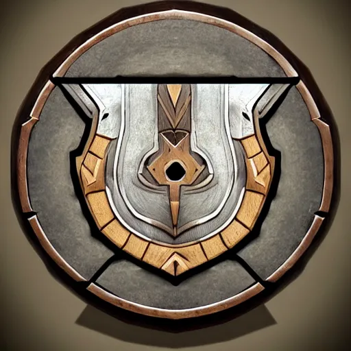 Prompt: concept art of tribal wooden shield weapon, symmetry, shield design, fantasy shield, fantasy, behance, pinterest, deviantart, artstation, weapons concept art, design, rpg, weapon, detailed, digital art, incredible, digital painting