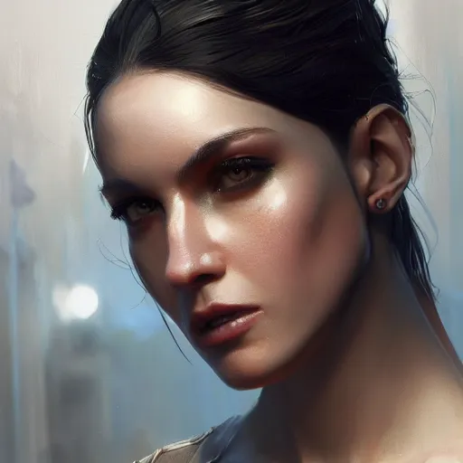 Image similar to police, 8 k uhd, unreal engine, reflected chrome, octane render in the artstyle of craig mallismo, artgerm, jeremy lipkin and michael garmash, unreal engine 5, highly detailed face, true anatomy!, extremely detailed!, fishnets, dystopian, details visible, octane render, photography