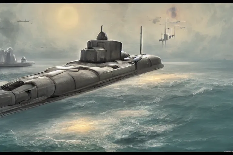 Prompt: Concept art of a U-Boat spaceship