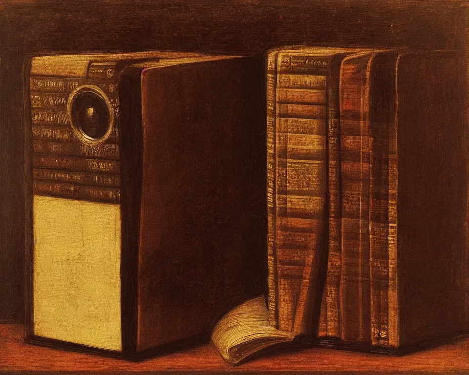 Image similar to a bookshelf speaker by Raphael, Goya, and Tintoretto. detailed, trending on artstation.