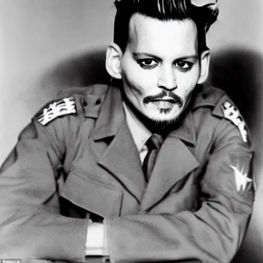 Image similar to a full length portrait photograph of johnny depp taken during wwii in europe