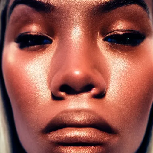 Image similar to a close-up photo of the most beautiful face on Earth, dramatic lighting